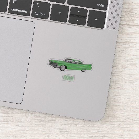 Classic car 1959 cartoon illustration sticker (Detail)