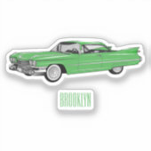 Classic car 1959 cartoon illustration sticker (Voorkant)