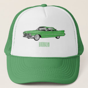 Classic car 1959 cartoon illustration trucker pet