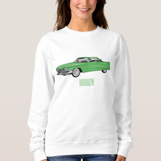Classic car 1959 cartoon illustration trui (Voorkant)