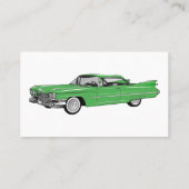 Classic car 1959 cartoon illustration visitekaartje (Achterkant)