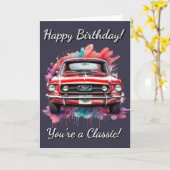 Classic Car American Car Je bent een klassieke ver Kaart (Gele Bloem)