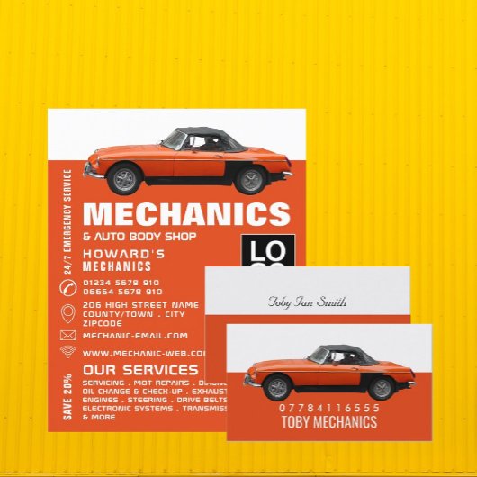 Classic Car, Auto Mechanic & Repairs Adverteren Flyer