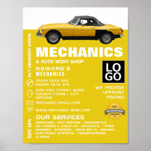 Classic Car, Auto Mechanic & Repairs Adverteren Poster