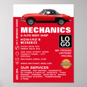 Classic Car, Auto Mechanic & Repairs Adverteren Poster