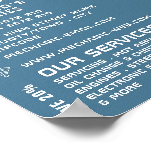 Classic Car, Auto Mechanic & Repairs Adverteren Poster (Hoek)