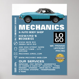 Classic Car, Auto Mechanic & Repairs Adverteren Poster