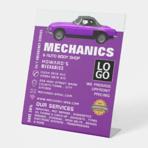 Classic Car, Auto Mechanic & Repairs Adverteren Reclamebord Met Voetstuk