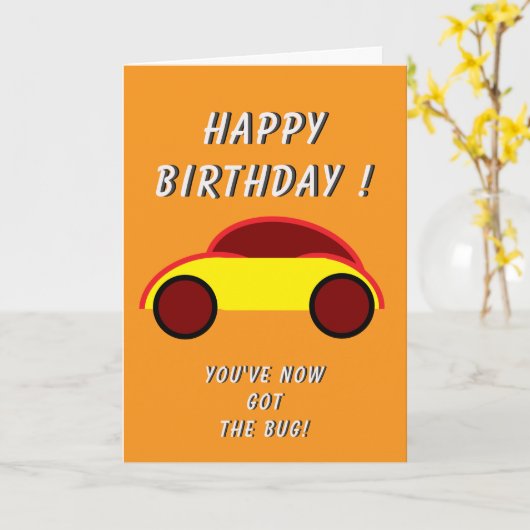 Classic Car Birthday Kaart (Gele Bloem)