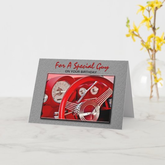 Classic Car Birthday Kaart (Gele Bloem)