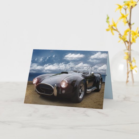 CLASSIC CAR BIRTHDAY WENSKAART KAART (Gele Bloem)