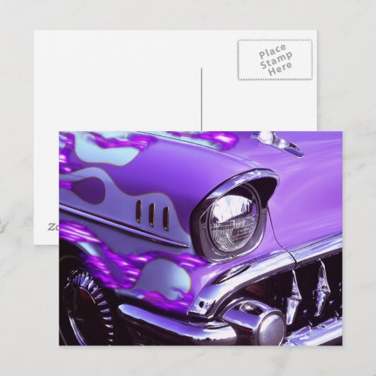 Classic car: Chevrolet with flaming hood Briefkaart (Voorkant / Achterkant)