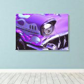 Classic car: Chevrolet with flaming hood Canvas Afdruk (Insitu (Houten vloer))
