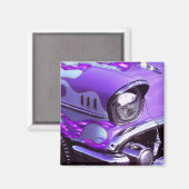Classic car: Chevrolet with flaming hood Magneet (Voorkant / Achterkant)