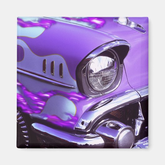 Classic car: Chevrolet with flaming hood Magneet (Voorkant)
