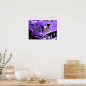 Classic car: Chevrolet with flaming hood Poster (Keuken)