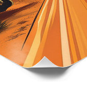 Classic Car Desert Sunset –  kunst voor roadtrips Perfect Poster (Hoek)