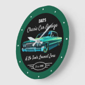 Classic Car Garage Dad's or Anyone's Name Green   Grote Klok (Hoek)