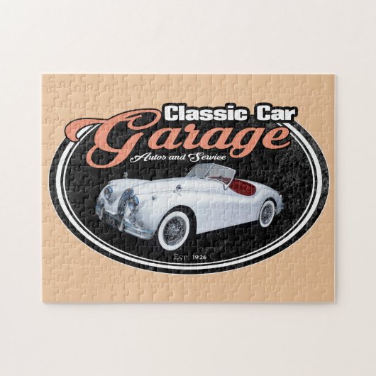Classic Car Garage Jag Legpuzzel (Horizontaal)