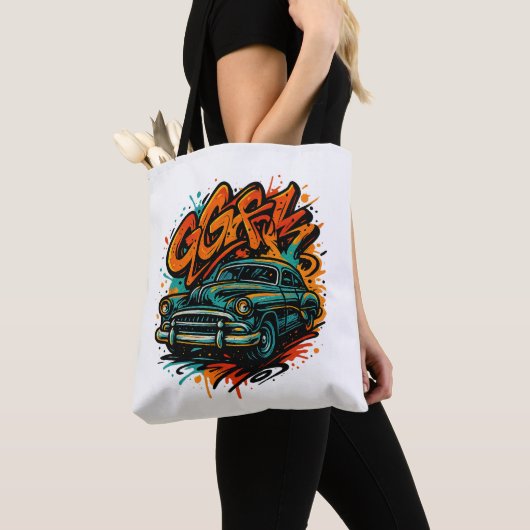 Classic Car Graffiti Tote Bag (Dichtbij)