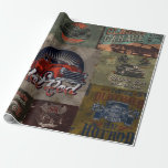 Classic Car Graphic Cadeaupapier<br><div class="desc">retro grafische ontwerpen van hot rods met een grunge look en feel.</div>