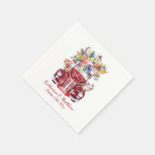  Classic Car met Waterverf Bloemen Huwelijk Servetten (Hoek)