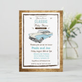 Classic Car Retro Baby shower Uitnodiging (Staand voorkant)