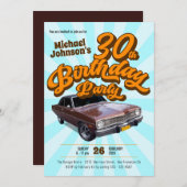 Classic Car Retro Fun 30ste verjaardagsfeestje Kaart (Voorkant / Achterkant)