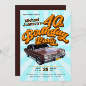 Classic Car Retro Fun  40ste Verjaardagsfeest Kaart (Voorkant / Achterkant)