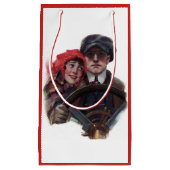 Classic car  romantic winter illustration klein cadeauzakje (Voorkant)