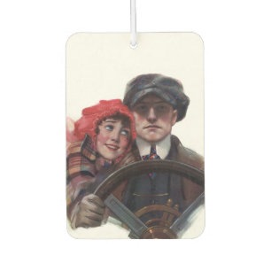 Classic car romantic winter illustration luchtverfrisser