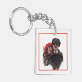 Classic car  romantic winter illustration sleutelhanger (Voorkant Links)