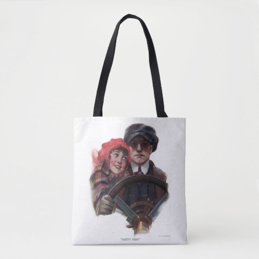 Classic car romantic  winter illustration tote bag (Voorkant)