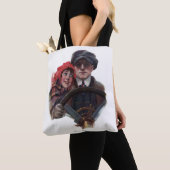 Classic car romantic  winter illustration tote bag (Dichtbij)