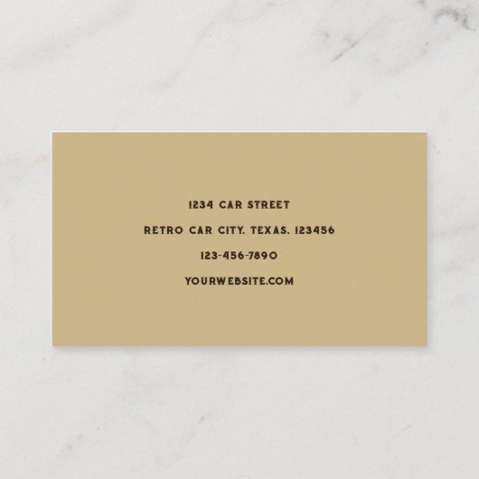 Classic Car  Rustic Visitekaartje (Achterkant)