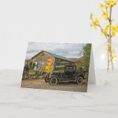 Classic Car  Scene Get Well Kaart (Gele Bloem)