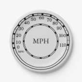 Classic Car Speedometer MPH Monogram Papieren Bordje (Voorkant)