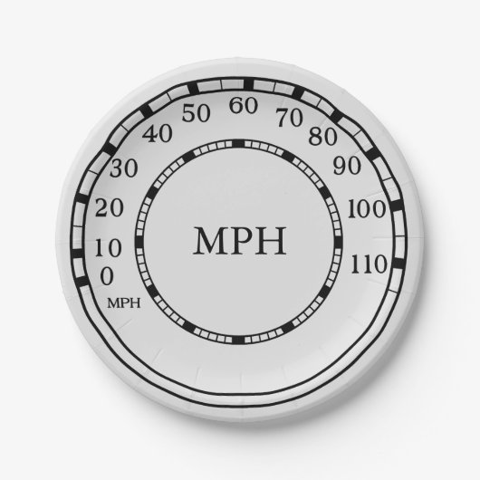 Classic Car Speedometer MPH Monogram Papieren Bordje (Voorkant)
