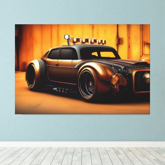 Classic Car Steampunk Style Canvas Afdruk (Insitu (Houten vloer))