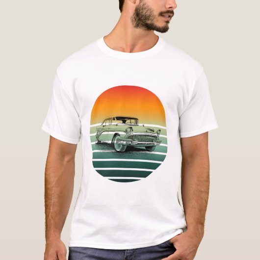  Classic Car Sunset Lines T-shirt (Voorkant)