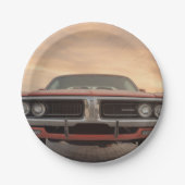 Classic Car Sunset Uitzicht Papieren Bordje (Voorkant)