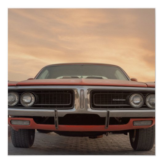 Classic Car Sunset Uitzicht Perfect Poster (Voorkant)