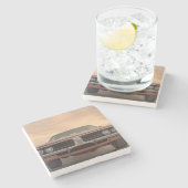  Classic Car Sunset Uitzicht Stenen Onderzetter (Zijkant)