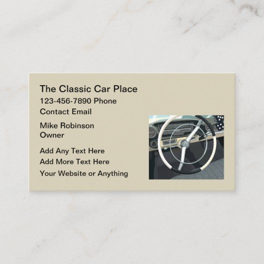 Classic Car Theme Automotive Business Cards Visitekaartje (Voorkant)
