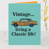  Classic Car Verjaardag Kaart (Gele Bloem)