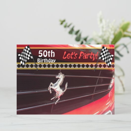 Classic Car Verjaardag Uitnodiging - Custom (Staand voorkant)