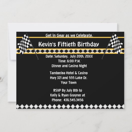 Classic Car Verjaardag Uitnodiging - Custom (Achterkant)