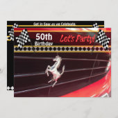 Classic Car Verjaardag Uitnodiging - Custom (Voorkant / Achterkant)