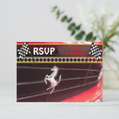 Classic Car Verjaardagsfeest RSVP 2 Kaartje (Staand voorkant)