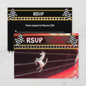 Classic Car Verjaardagsfeest RSVP 2 Kaartje (Voorkant / Achterkant)